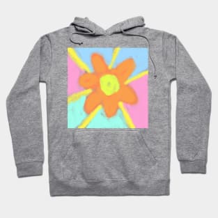 Pink blue orange flower watercolor art Hoodie